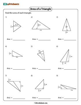 Area of Triangles | Fractions (Customary)