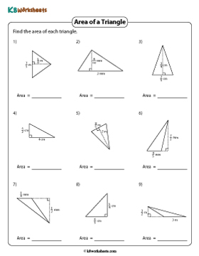 Area of Triangles | Fractions (Metric)