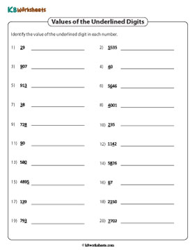 Place Value of the Underlined Digits | Up to 4-Digit