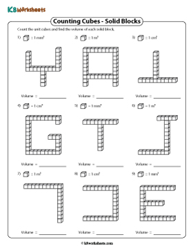 Finding Volume of Solid Blocks | Unit Cubes – Easy (Metric)